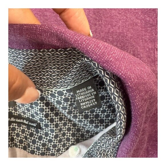 TED BAKER LONDON Mens SZ XL Purple Button Down Shirt 100% Cotton Business casual - Picture 7 of 12